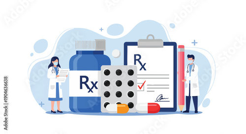 Medical Professionals and Prescription Medication for Healthcare and Pharmaceutical Industry.