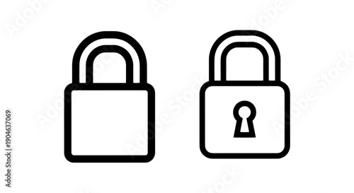 Two square padlock icons, one with keyhole