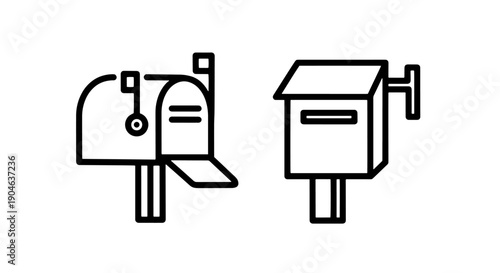 Minimalist Icons of Traditional Mailbox and Modern Mailbox