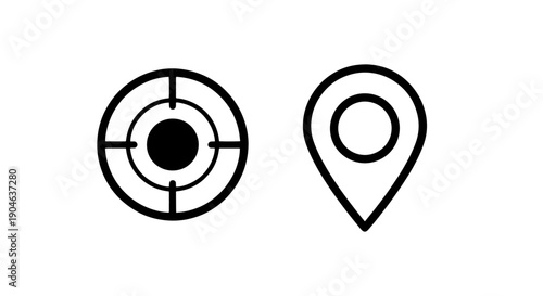 Icons for Targeting and Location: Crosshair and Map Pin
