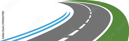 Highway road or asphalt route icon of pathway or driveway, vector travel and transport symbol. Road icon of highway asphalt with traffic lane for logistics delivery or transportation corporate badge