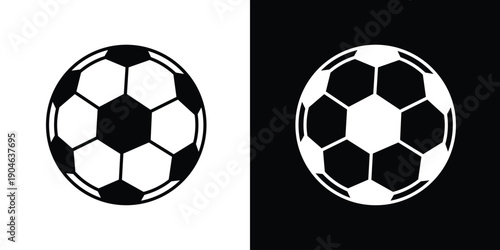 Soccer ball or football vector icon. Classic sports equipment symbol for team competition, athletic games, championship, and fitness branding materials.