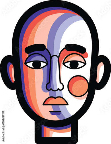 Abstract Human Face Illustration Artwork Design.