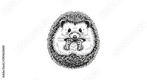 Hedgehog illustration close up detail.