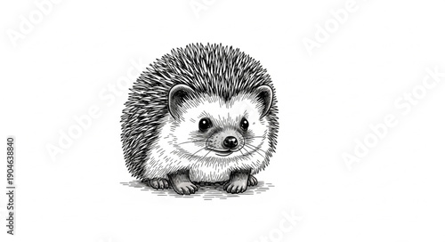 Hedgehog Illustration Detailed Drawing.