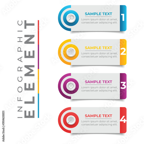 Infographic elements with sample text and numbers