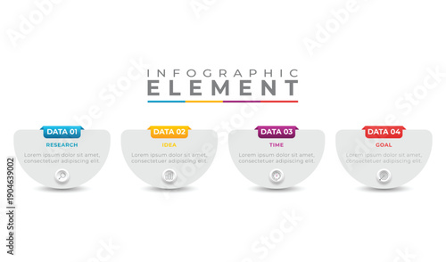 Infographic element with four white half-circle sections