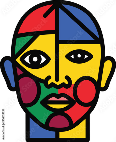 Colorful Abstract Human Face Illustration 5.