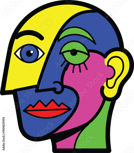 Colorful Abstract Human Face Illustration 4.