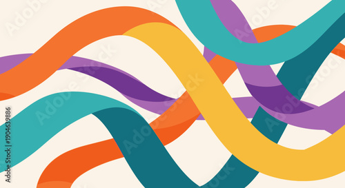 Colorful Abstract Ribbons Twisting Together.