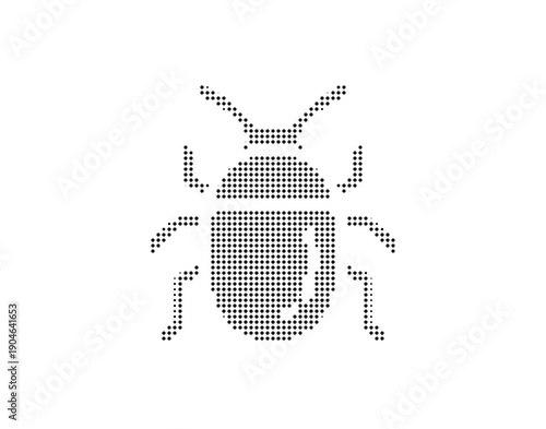 Bug or beetle icon made of small dots, vector illustration on white background