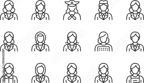 simple human avatar outline icons set for user profiles and interfaces