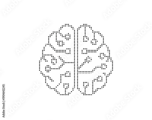 Human brain made of small dots, vector illustration on white background