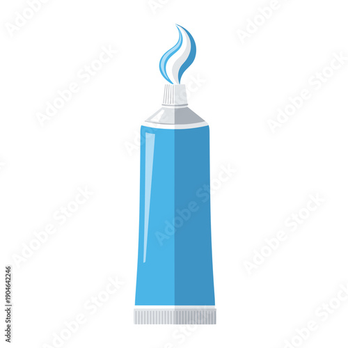 Blue toothpaste tube with a twisted cap on white background  