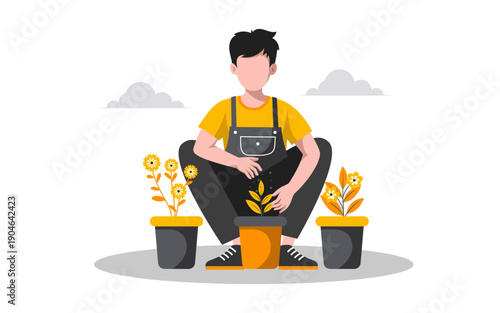 Backyard Gardening Flat Outdoor Activities illustration