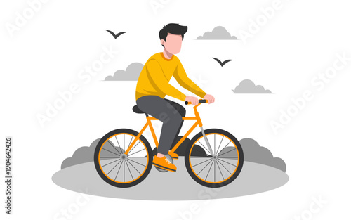 City Cycling Flat Outdoor Activities illustration