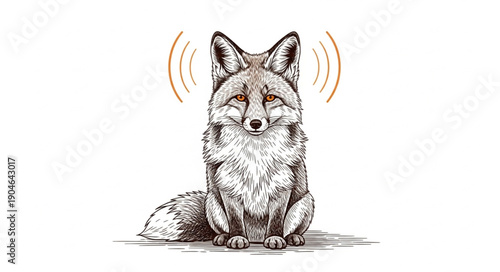 Illustration of a fox with closed eyes and sound waves emanating from its ears.