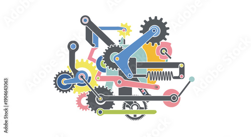 Abstract Colorful Mechanical Machine Design