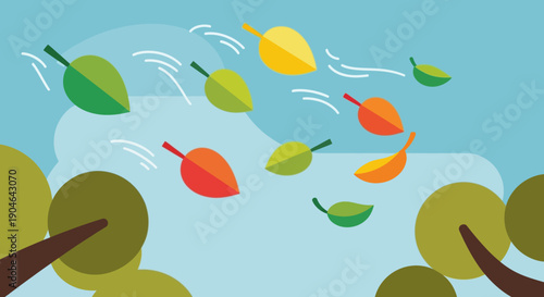 Colorful Leaves Falling from Trees.