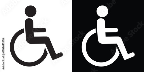Disabled wheelchair accessibility vector icon. International symbol of access for handicapped persons, medical facilities, hospital signs, and inclusive design.
