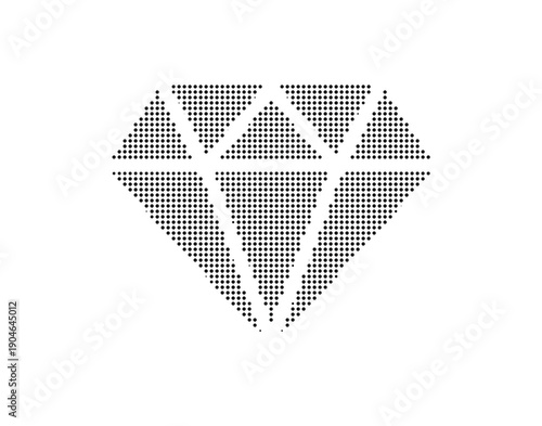 Diamond shape made of small black dots, vector illustration on white background