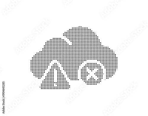 Cloud computing concept with upload and no symbol in dotted style