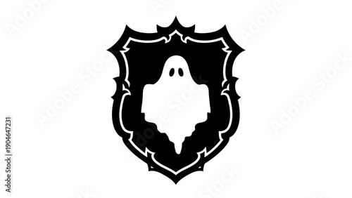 Simple black shield with white ghost emblem