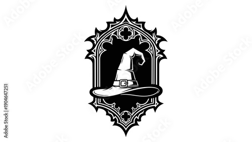 Witch hat in ornate black frame