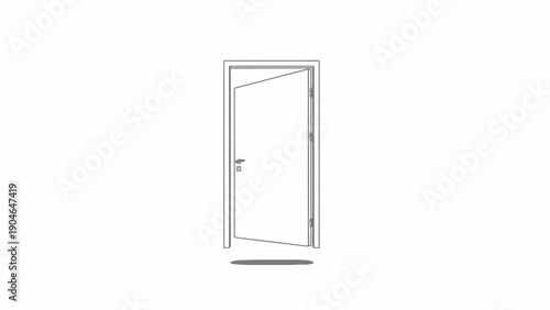 Open door with simple line art design