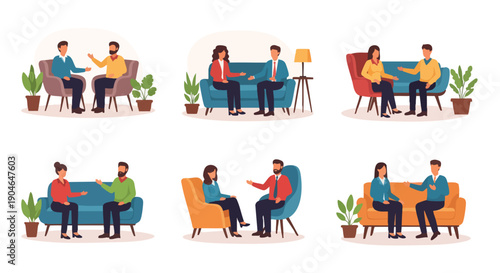 Diverse People in Counselling Sessions.