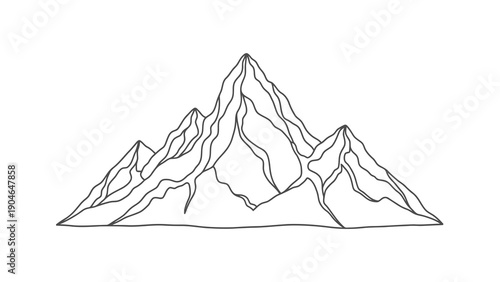 Simple line drawing of mountain range
