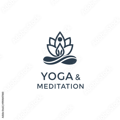 Serene Yoga and Meditation Scene with Lotus Flower Illustration