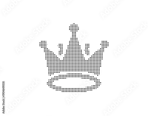 Black and dotted crown icon, vector icon illustration on white background