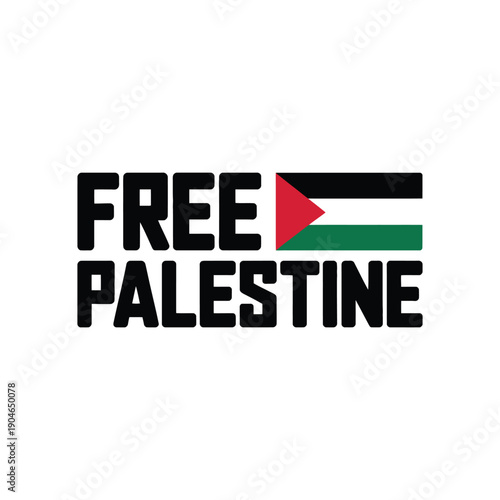 Free Palestine Typography with Palestinian Flag – Bold Political Vector for Peace and Solidarity.