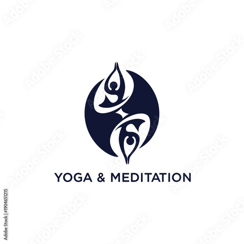 Yoga and meditation symbol illustration in circular logo design