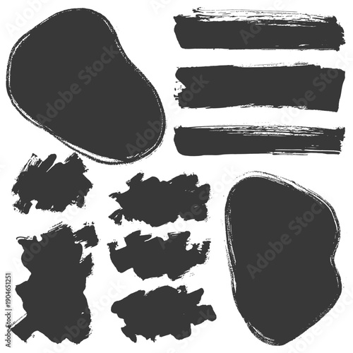Black brush stroke sets for art and design work