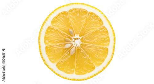 Fotografía Bright yellow lemon slice PNG isolated on transparent background, citrus fruit c