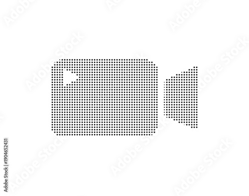 Video play button icon made of small dots, vector icon illustration on white background