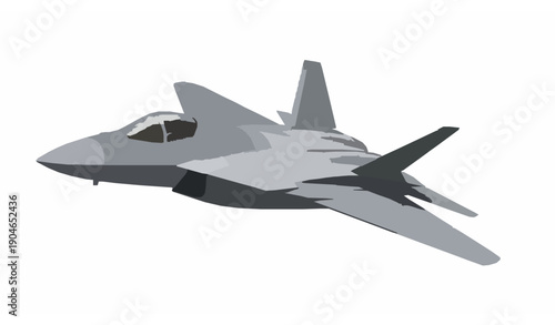 Realistic 3D fighter jet vector logo icon isolated on white background for aviation and military design