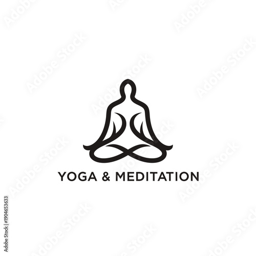 Person meditating in lotus position, serene yoga illustration