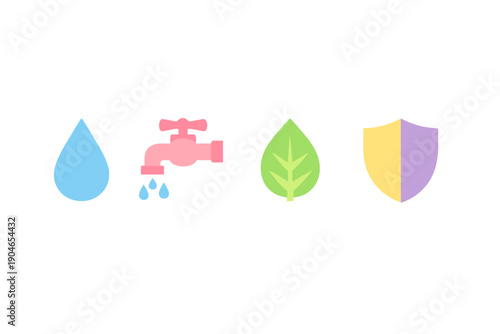 Water conservation symbols show the importance of saving water and protecting the environment in daily life