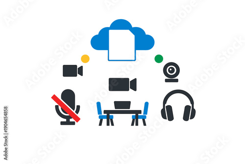 Cloud technology connects devices, supports meetings, enables communication, promotes online collaboration and enhances remote work across various platforms and tools