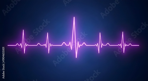 Electrocardiogram pattern with purple glow on dark blue background