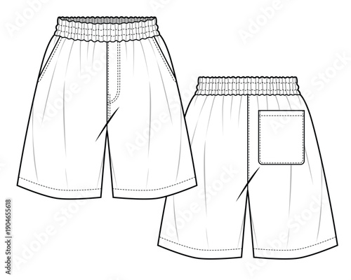 Women’s shorts technical illustration vector mockup template.