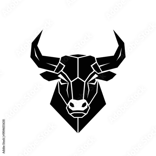 Geometric Bull Head - A Bold and Modern Animal Illustration.