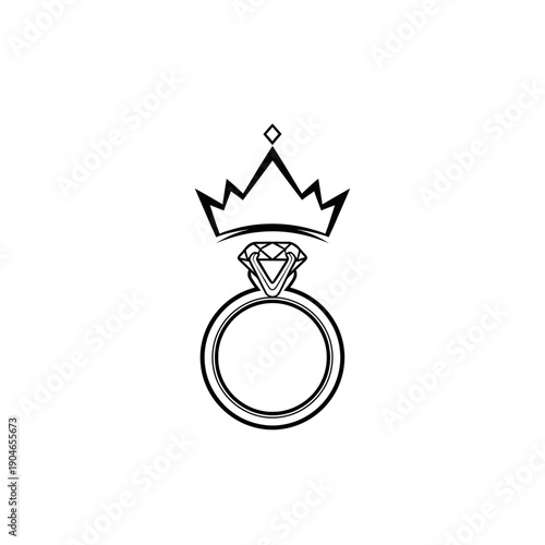 Elegant Ring and Crown Design - A Symbol of Royalty and Love.