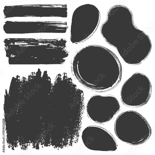 Black brush stroke set for creative projects