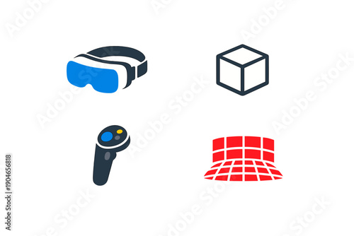 Virtual reality tools used in gaming and technology activities in a digital space for immersive experiences and interaction with 3D objects in 2023