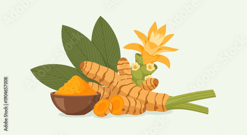 Assorted fresh roots and spices including ginger turmeric lemongrass and galangal.