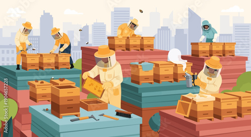 People loading wooden crates aboard freight ships in a busy port scene.